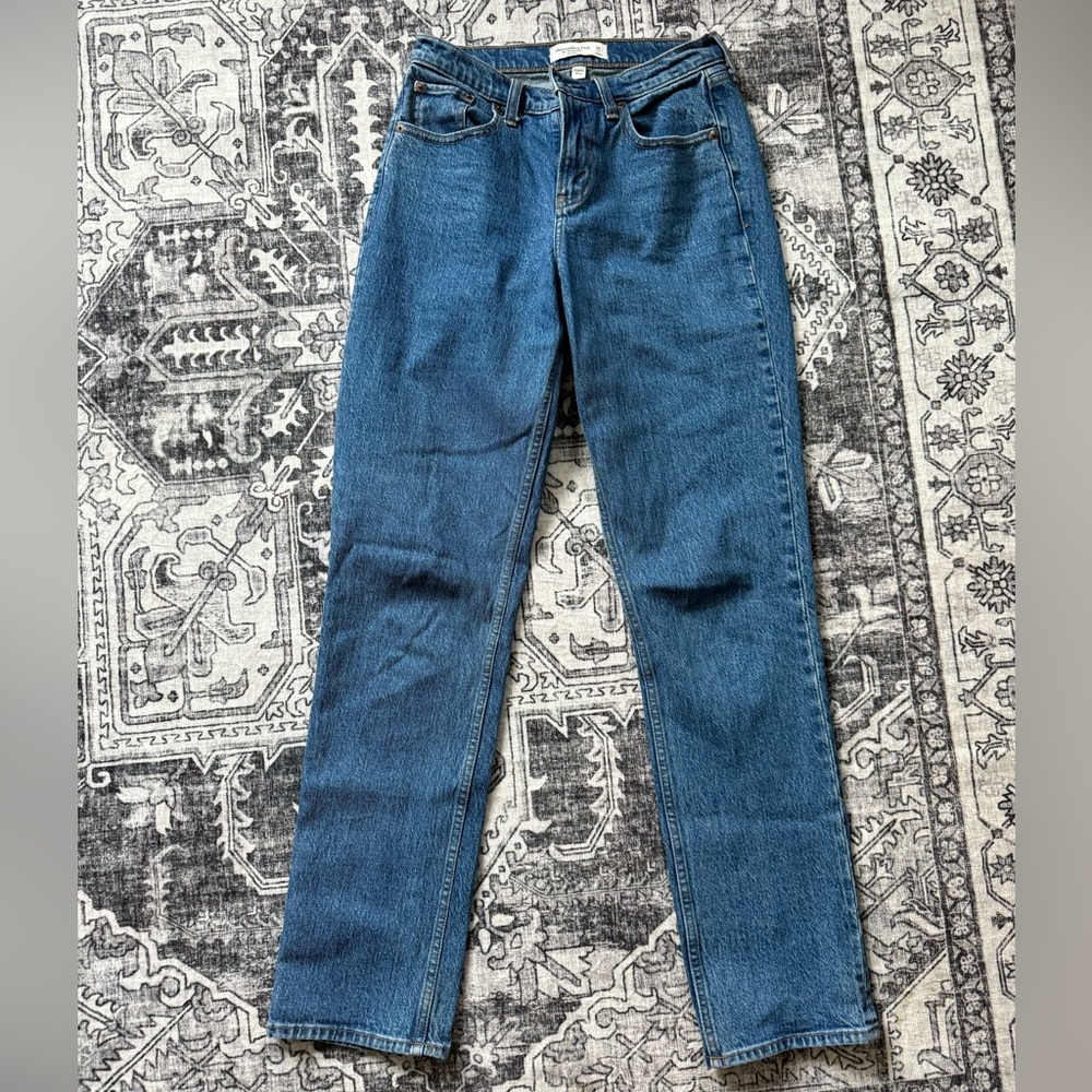 A&F Abercrombie & Fitch Womens 25 Long 90’s mid rise straight jean 90s size 0